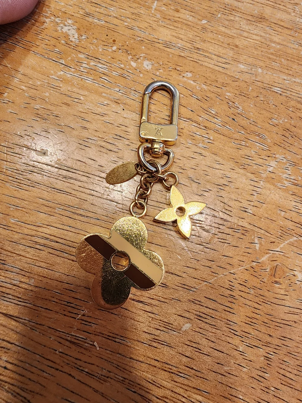 Louis Vuitton Gold Stripes Monogram Flowers Bag Charm.